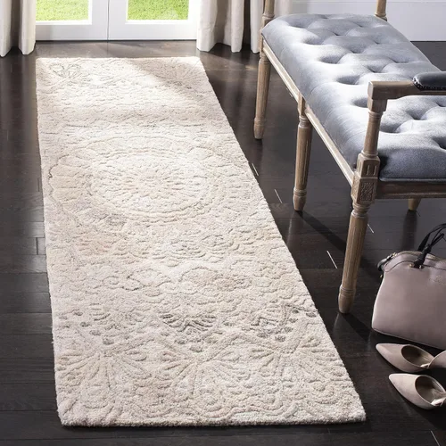 Vista 18 de SAFAVIEH Marquee Collection - Alfombra decorativa, 2 x 3 pies, beige y marfil, lana de medallón de mandala hecha a mano, ideal para zonas de alto