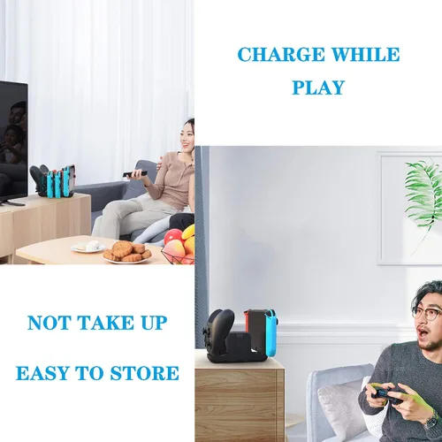 Vista 7 de Estación de carga de controlador mejorada para controlador Nintendo Switch Pro y Joy con, soporte de carga FANPL 6 en 1 para Switch y modelo OLED