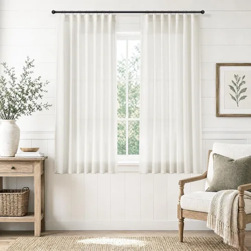 Vista 27 de Jowels Natural Linen Curtains 96 Inches Long 2 Panels for Living Room