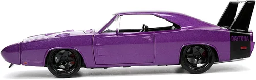 Vista 4 de Jada Toys Big Time Muscle 1:24 1969 Dodge Charger Daytona - Coche fundido a presión, color morado, juguetes para niños y adultos