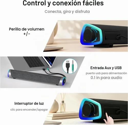 Vista 5 de SOULION Altavoces de computadora R30 para PC de escritorio, alimentación Gris