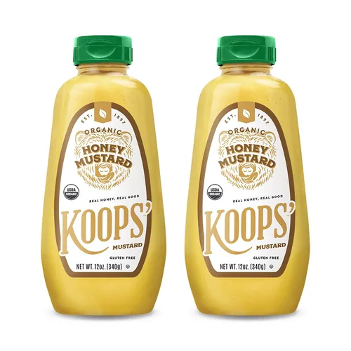 Vista 17 de Koops' Mostaza Dijon orgánica – Condimento Dijon, sin gluten, kosher, sin OMG, salsa de mostaza orgánica certificada por USDA, fabricado