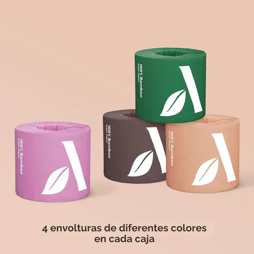 Vista 4 de Amazon Aware Papel higiénico 100% bambú de 3 capas, sin perfume, 24 rollos, certificado FSC, 350 hojas, 8400 unidades, paquete de 24, sin plástico