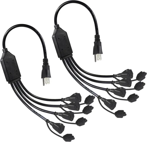 Vista 15 de Cable de extensión de alimentación para exteriores de 18 pulgadas, divisor de 3 vías, cable de alimentación de 1 a 3 salidas divisores, cable