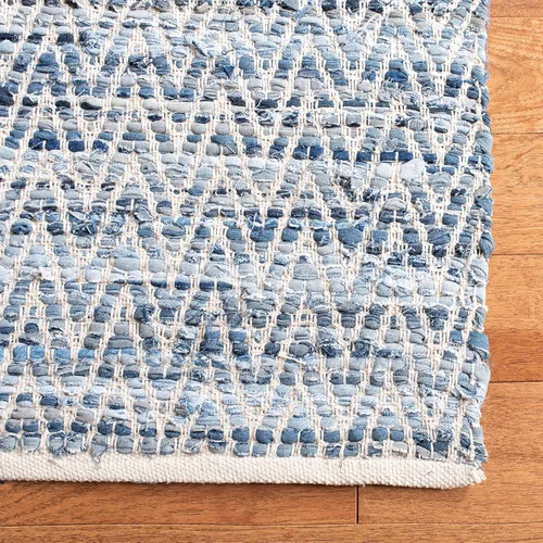 Vista 5 de Safavieh Colección Montauk - Alfombra de área de 5 x 8 pies, azul, hecha a mano, ideal para zonas de alto tráfico en sala de estar, dormitorio