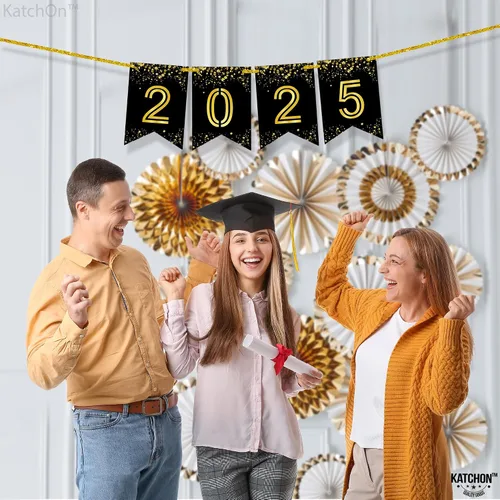 Vista 7 de Katchon, Cartel brillante de graduación 2025 – Grande de 10 pies, sin bricolaje Cartel de feliz graduación 2025, decoraciones de graduación clase