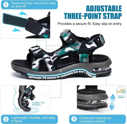 Vista 2 de visionreast Sandalias para niños con estampado de camuflaje para niños, sandalias deportivas de moda para exteriores, sandalias atléticas