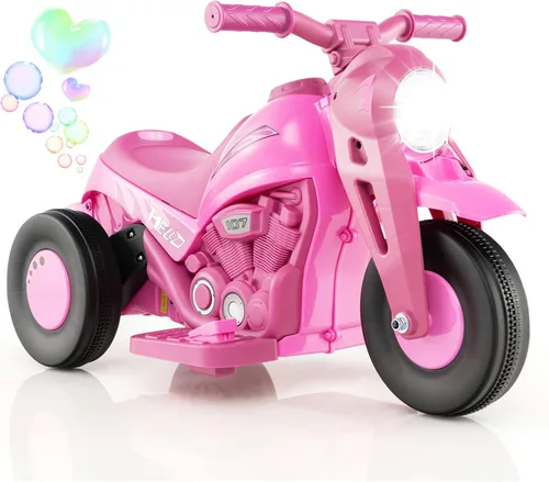 Vista 12 de Costzon Motocicleta Infantil, Motocicleta Eléctrica de 6V con Pilas, con Fabricante de Burbujas, Música, Faro LED, Hacia Adelante y Hacia Atrás