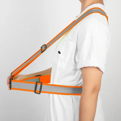 Vista 5 de Chaleco de seguridad personalizado, correas reflectantes de alta visibilidad, unisex, ligero, ajustable, para correr, construcción