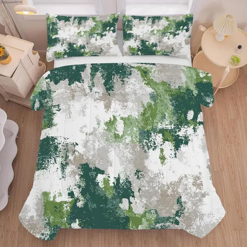 Vista 14 de Green Abstract Comforter Set Twin,Modern Grunge Bedding for Kids Boy Abstract 16