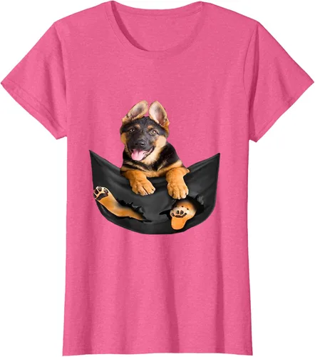 Vista 91 de Dog Lovers Gifts - Camiseta divertida con cara de perro con bolsillo, Negro, S