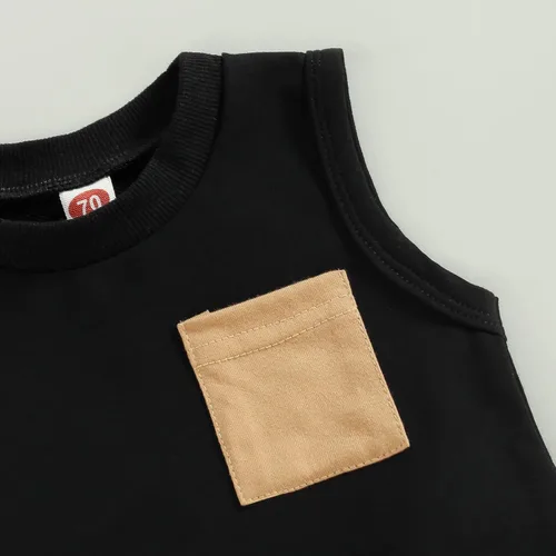 Vista 3 de Conjunto de pantalones cortos para niños pequeños, camiseta estampada junto al mar, 2 piezas, ropa de verano