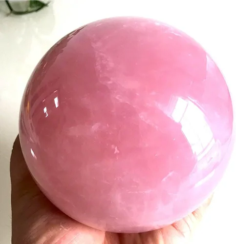 Vista 5 de Esfera de bola curativa de cristal mágico de cuarzo rosa natural de 3.54 pulgadas + base (3.54 pulgadas)