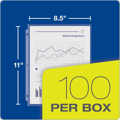 Vista 4 de Oxford - Fundas protectoras de hojas, acabado transparente, carga superior, fundas de plástico tamaño carta, reforzadas con perforación de 3