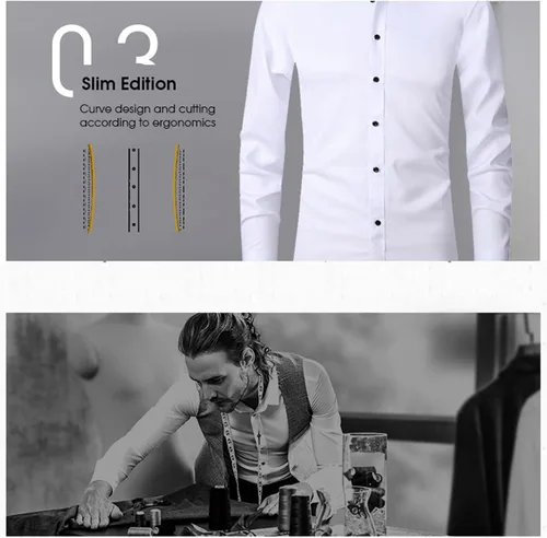 Vista 3 de Pantete Camisas básicas de negocios para hombre, cuello cuadrado, manga larga, elástica, para el trabajo