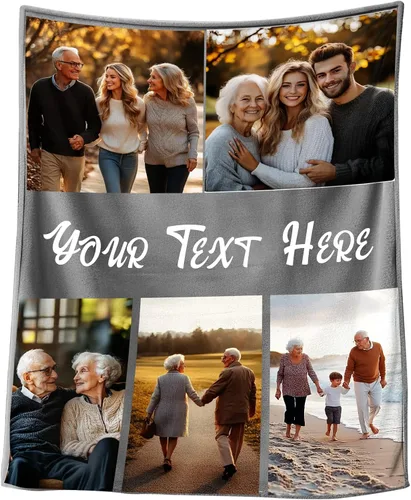 Vista 25 de Mantas personalizadas con 1 foto y texto impreso en Estados Unidos Manta personalizada con imagen de 30 x 40 pulgadas Mantas personalizadas