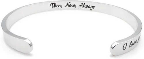 Vista 47 de Pulseras inspiradoras para mujer, joyería de acero inoxidable, con refranes, pulsera motivacional con mensaje oculto, pulseras grabadas para mejor
