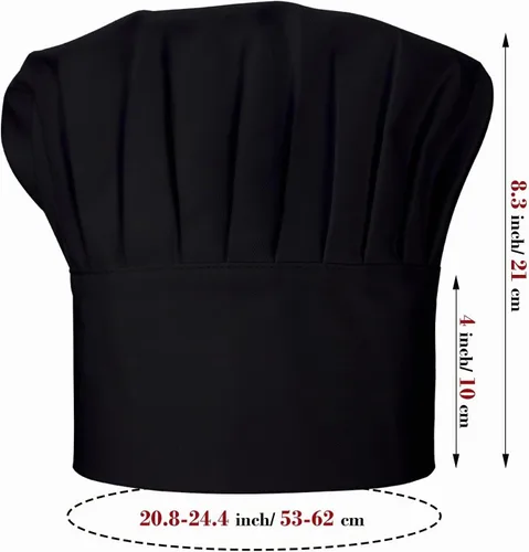 Vista 6 de Conjunto de delantal y sombrero de chef, sombrero de chef con cinta Negro