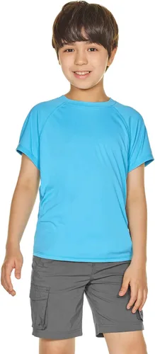 Vista 2 de ATHLIO Paquete de 2 camisetas de manga corta UPF 50+ para niños para exteriores, camiseta de natación para surf acuático, camiseta de natación UVSPF