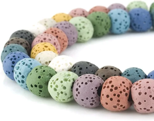 Vista 9 de Abalorios de piedra de lava de la marca Beadnova, de 0.24 a 0.48 pulgada, para hacer joyas y accesorios, Gema, Negro, 8mm