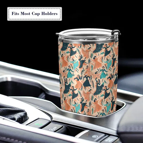Vista 5 de Color Oil Painting Sense Dancer Stainless Steel travel coffee cup with Straw Lid 20oz coffee mug for coffee portable insulated tumbler with lid