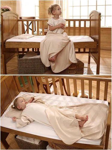 Vista 6 de Saco de dormir orgánico para bebé, manta de manga desmontable para otoño