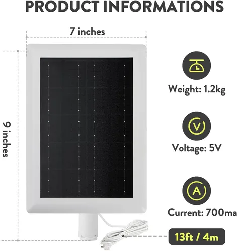 Vista 2 de Panel Solar Ring (2ª Generación), Paquete de 2 Cargador de Panel Solar Ring de 5W con Soporte y Cable de Extensión de 12 Pies para Cámara Stick Up