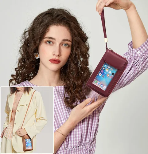 Vista 6 de FALAN MULE Bolso cruzado pequeño para teléfono celular para mujer, cartera de piel sintética