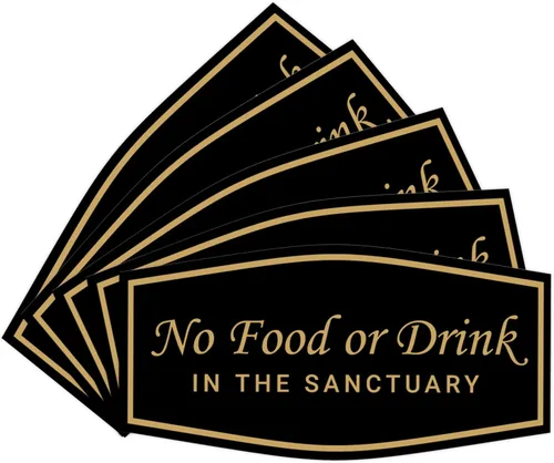 Vista 10 de Fancy No Food Or Drink In The Sanctuary Letrero (Negro) - Pequeño (paquete de 1)