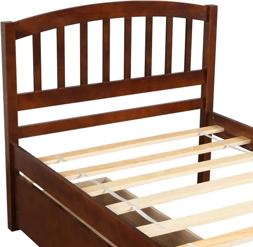 Vista 7 de Bellemave Cama de almacenamiento de plataforma individual con dos cajones, marco de cama de madera maciza con cabecero, marco de cama resistente