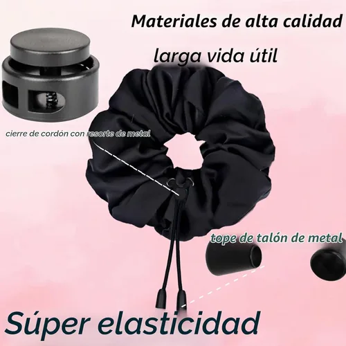 Vista 4 de 2 piezas de ligas para cabello ajustable Afro Puff, scrunchies de satén extra grandes, accesorios para Afro Puff duraderos sin daños, bandas