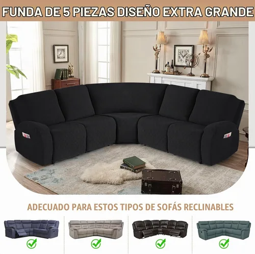 Vista 4 de VANSOFY Fundas de Sofá Seccional Reclinable Extra Grandes, Fundas Lavables de 5 Piezas para Sofá Seccional en Forma de L con Asiento de Esquina