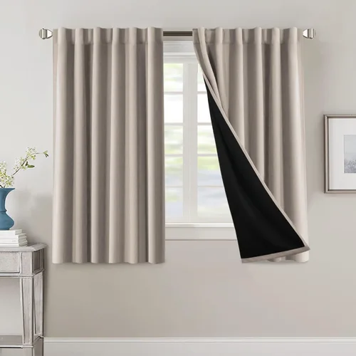 Vista 113 de H.VERSAILTEX Cortinas 100% opacas para dormitorio con forro negro, cortinas de oscurecimiento de habitación completa, con aislamiento térmico