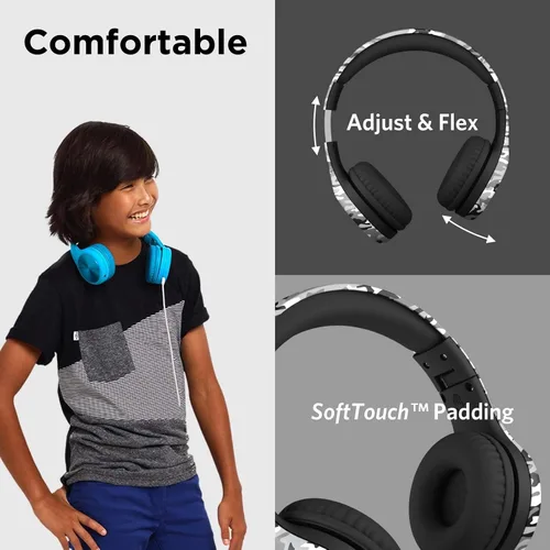 Vista 2 de LilGadgets Connect+ Pro - Auriculares con cable para niños con micrófono, limitación de volumen con cable, tecnología SharePort y acolchado