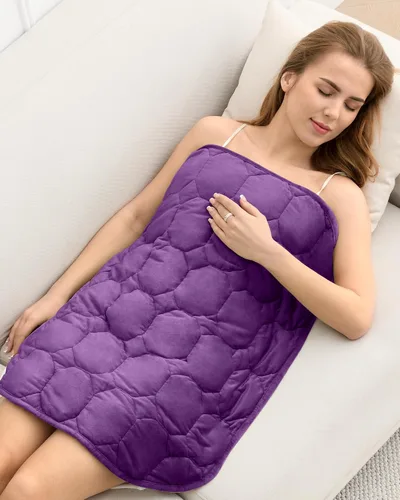 Vista 11 de Cottonblue Manta con peso de 7 libras, 29 x 24 pulgadas, acogedora manta con peso de terciopelo de cristal de lujo para adultos, manta pequeña