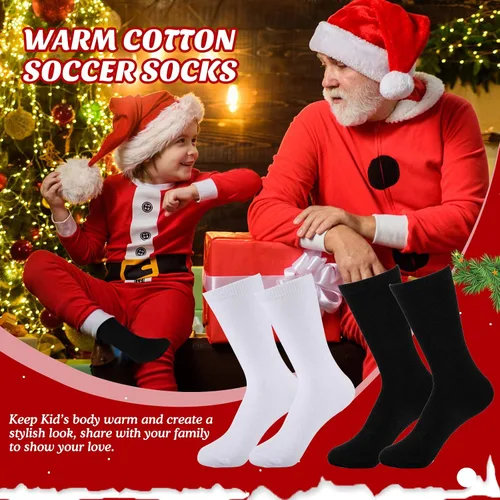 Vista 4 de 4 pares de calcetines de fútbol para niños calcetines de tubo alto calcetines de uniforme para niñas pequeñas calcetines deportivos para niños
