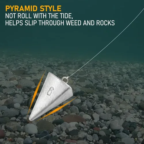Vista 5 de Dr.Fish Pyramid Sinkers - Pesca de plomo para agua salada, 1 onza-32 onzas/2 libras, triangular, surf, pesca, río, pesca de gato, pompano