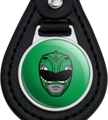 Vista 3 de Power Rangers Green Ranger Casco Negro Cuero Llavero