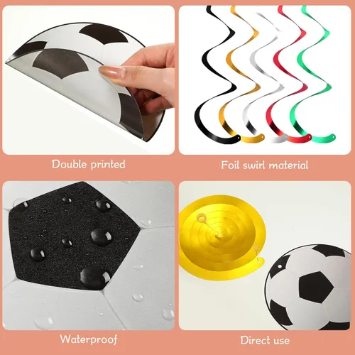 Vista 3 de Dianelhall 30 juegos de decoraciones de remolinos colgantes para fiestas deportivas, baloncesto, fútbol, béisbol, tenis, serpentinas de techo