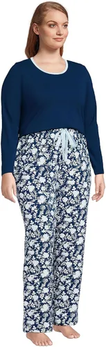 Vista 3 de Lands' End Women's Knit Pajama Set Long Sleeve T-Shirt and Pants