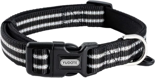 Vista 12 de Collar de nailon reflectante para perro con acolchado de neopreno suave y cómodo, ajustable para perros pequeños (cuello de 9.8 a 15 pulgadas, azul)