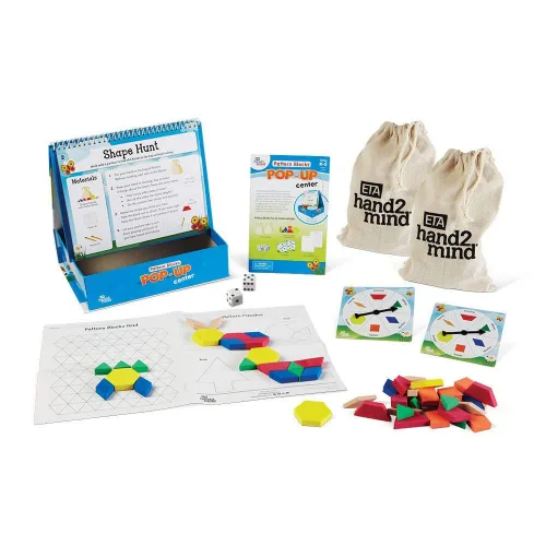 Vista 9 de hand2mind Bloques de patrón de espuma, formas geométricas para niños, juego de patrones, bloques de patrones para niños pequeños, formas para jardín