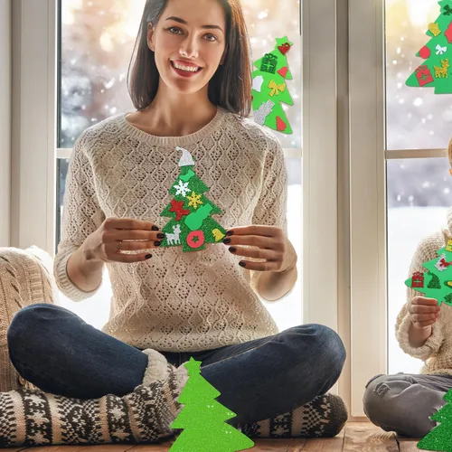 Vista 6 de 24 kits de calcomanías de espuma para árbol de Navidad, autoadhesivas a granel, calcomanías de espuma con purpurina para el invierno, kits