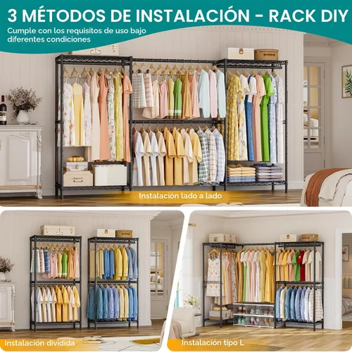 Vista 3 de SINGAYE Perchero portátil para armario, perchero resistente, sistema de organización y almacenamiento para colgar ropa, perchero ajustable