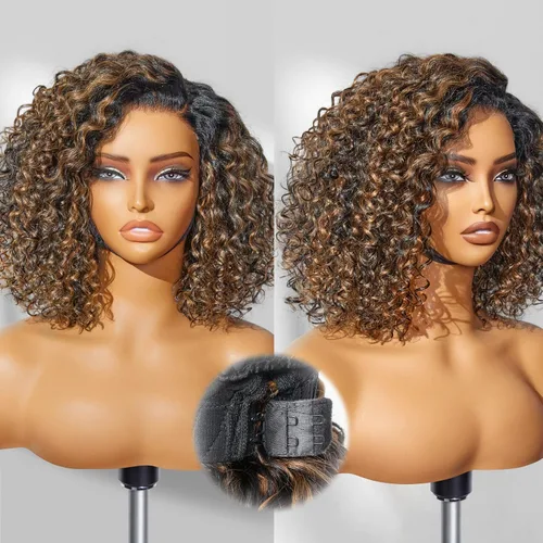 Vista 31 de LUVME HAIR Pelucas de cabello humano rizado sin pegamento de 6 pulgadas, precortadas, indetectable, HD, encaje Bob, peluca corta y rizada con ondas