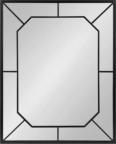 Vista 8 de Kate and Laurel Ardithe - Espejo rectangular decorativo geométrico; 24 x 30; negro; espejo rectangular moderno con incrustaciones de vidrio