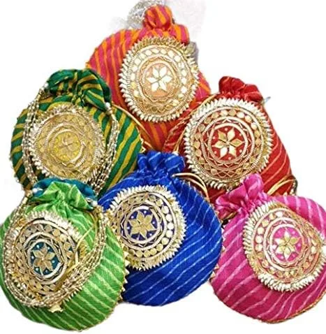 Vista 2 de India Gift Hub - Bolsa de mano con cordón bordado para mujer