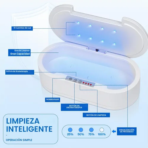 Vista 4 de Caja de limpieza de uñas, con carga USB portátil de luz azul
