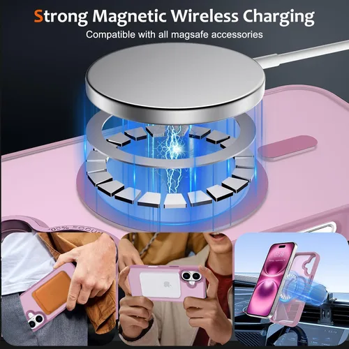 Vista 602 de Anuck - Funda magnética para iPhone 11 compatible con MagSafe, carcasa trasera mate translúcida dura, borde de TPU, delgada, resistente a impactos