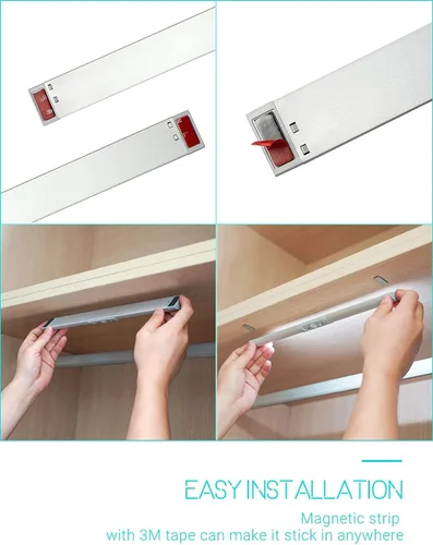 Vista 6 de Joyzy Luz automática de armario, luz LED inalámbrica para despensa, dos modos de iluminación con sensor de movimiento, iluminación de gabinete
